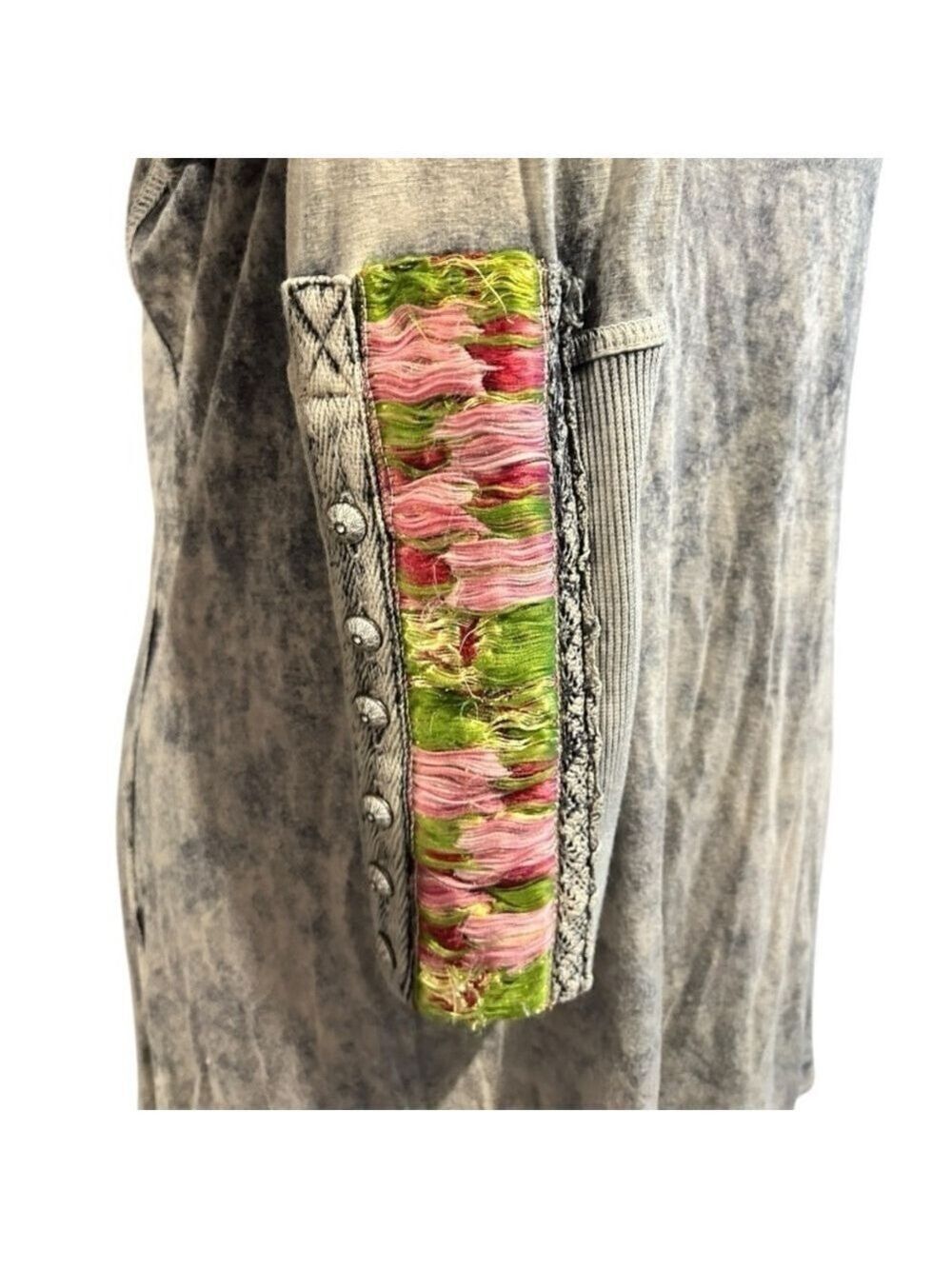 ARATTA SILENT JOURNEY Mineral Acid Wash Embroidered LS Tunic Shirt Boho Sz S EC - Picture 4 of 7